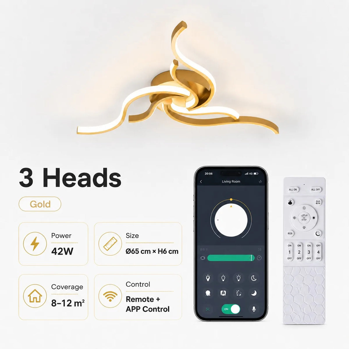 LED Ceiling Light Modern Nordic Lamp 110V 220V APP Remote Control 3 Colors Dimmable