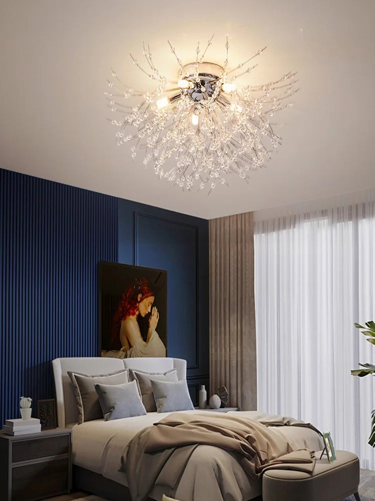 LED Ceiling Lights Dandelion Crystal Pendant Lamps Modern Indoor Ceiling Chandeliers Home Hotel Decorative Lighting Luminaire