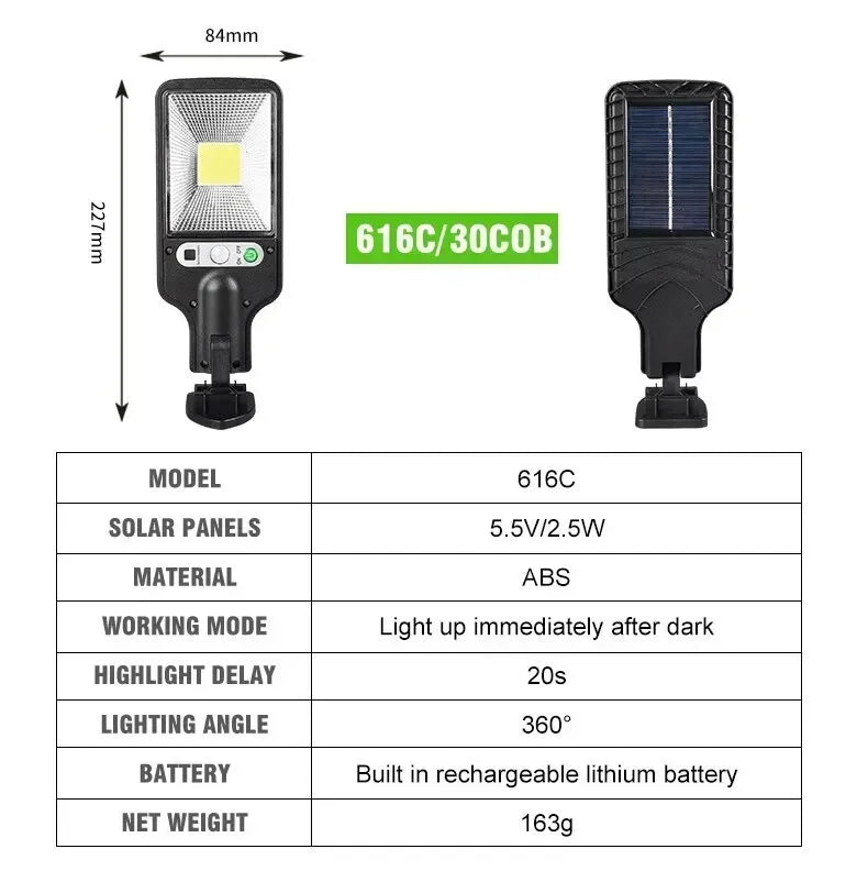 LED Outdoor Solar Lights 30/72/108COB Courtyard Waterproof Wall Lamp Motion Sensor Garden Terrace Garage Door Street Lamp