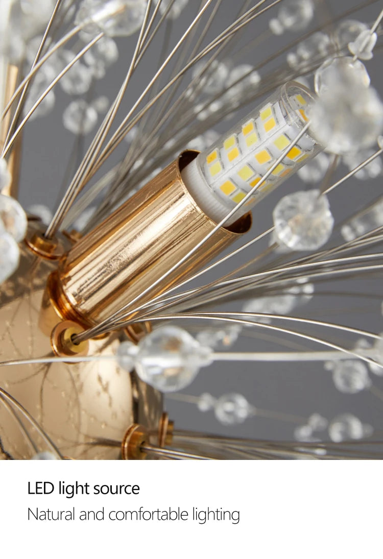 LED Ceiling Lights Dandelion Crystal Pendant Lamps Modern Indoor Ceiling Chandeliers Home Hotel Decorative Lighting Luminaire
