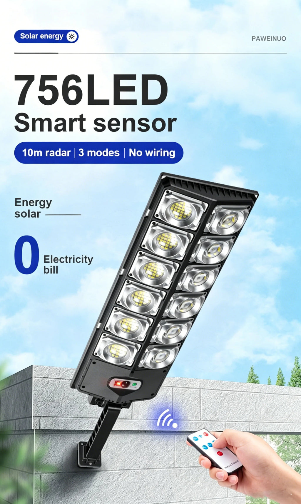 Motion Sensor Solar Street Lamp Ultra Bright External Solar Lamp Yard Garden Lantern