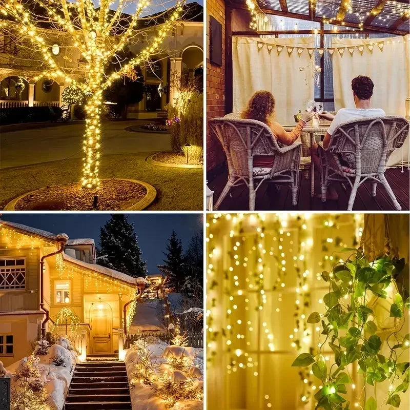 Lights Solar Gardenig,String Lights with 8 Modes Waterproof Wire Lights for Patio Yard Trees Christmas Party