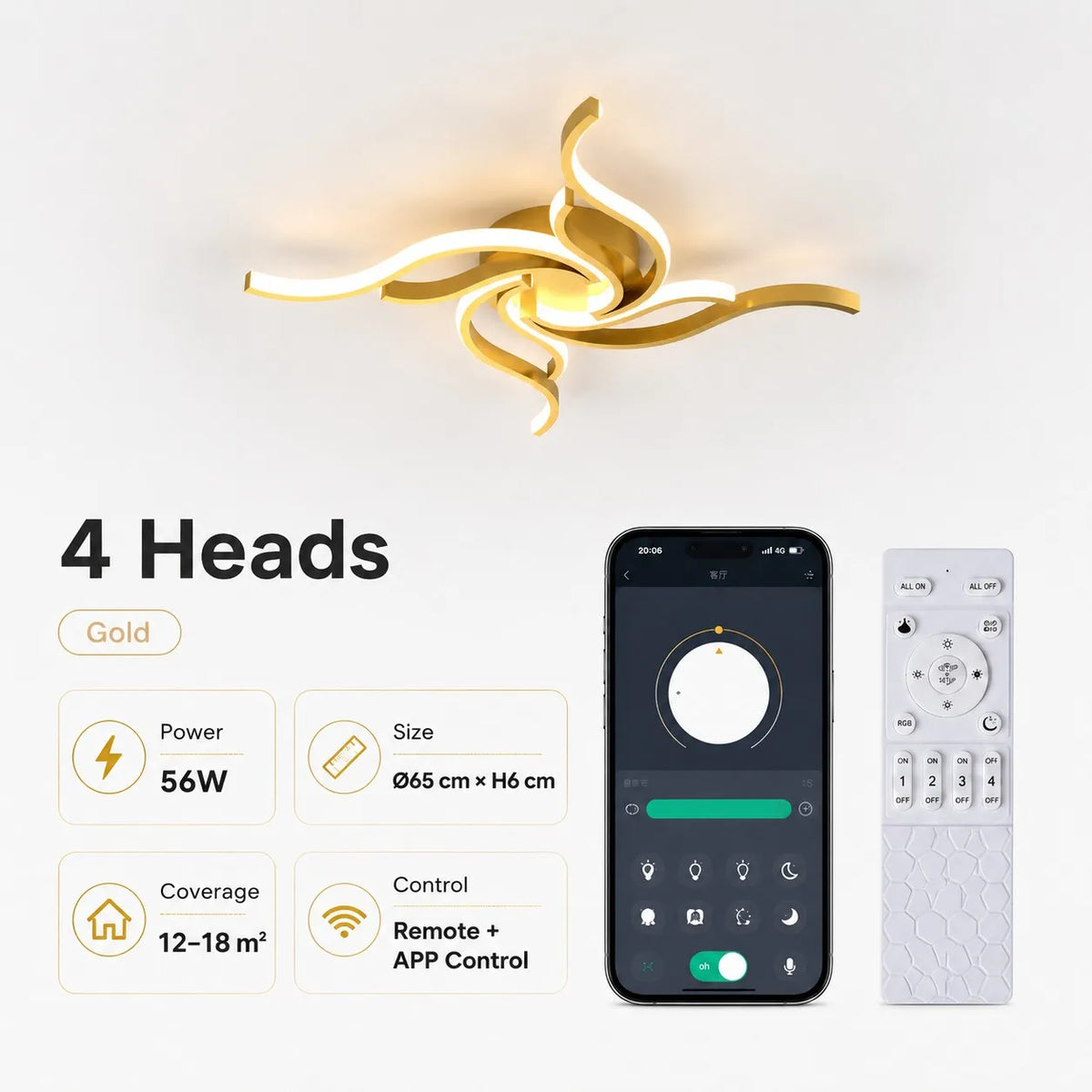 LED Ceiling Light Modern Nordic Lamp 110V 220V APP Remote Control 3 Colors Dimmable
