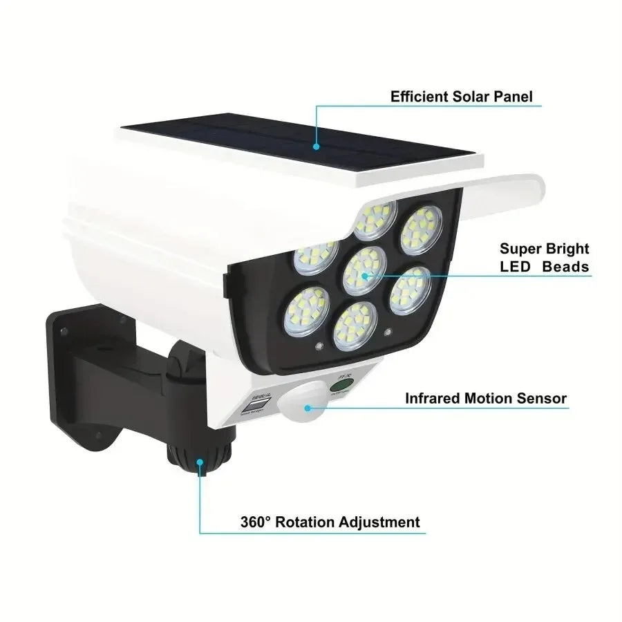 Outdoor Motion Sensor Solar Lights 77LED Solar Motion Sensor LED Light Outdoor Camera Porch Garden Wireless Security Floodlights