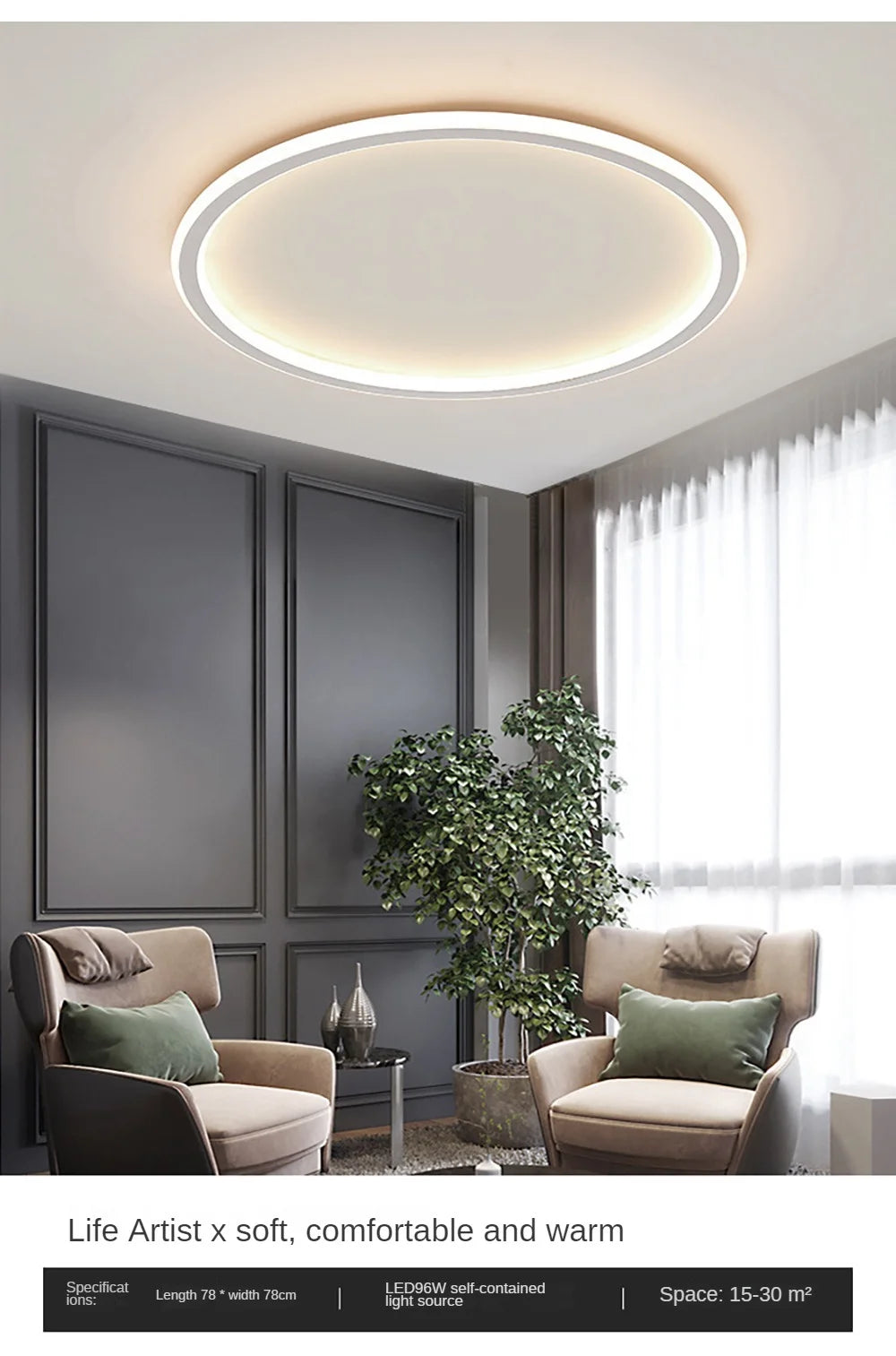 LED Modern Ceiling Light, Living Room, Bedroom, Hallway, Balcony, Circular Light, Pendant Lamp, Indoor Ceiling Lighting Fixture