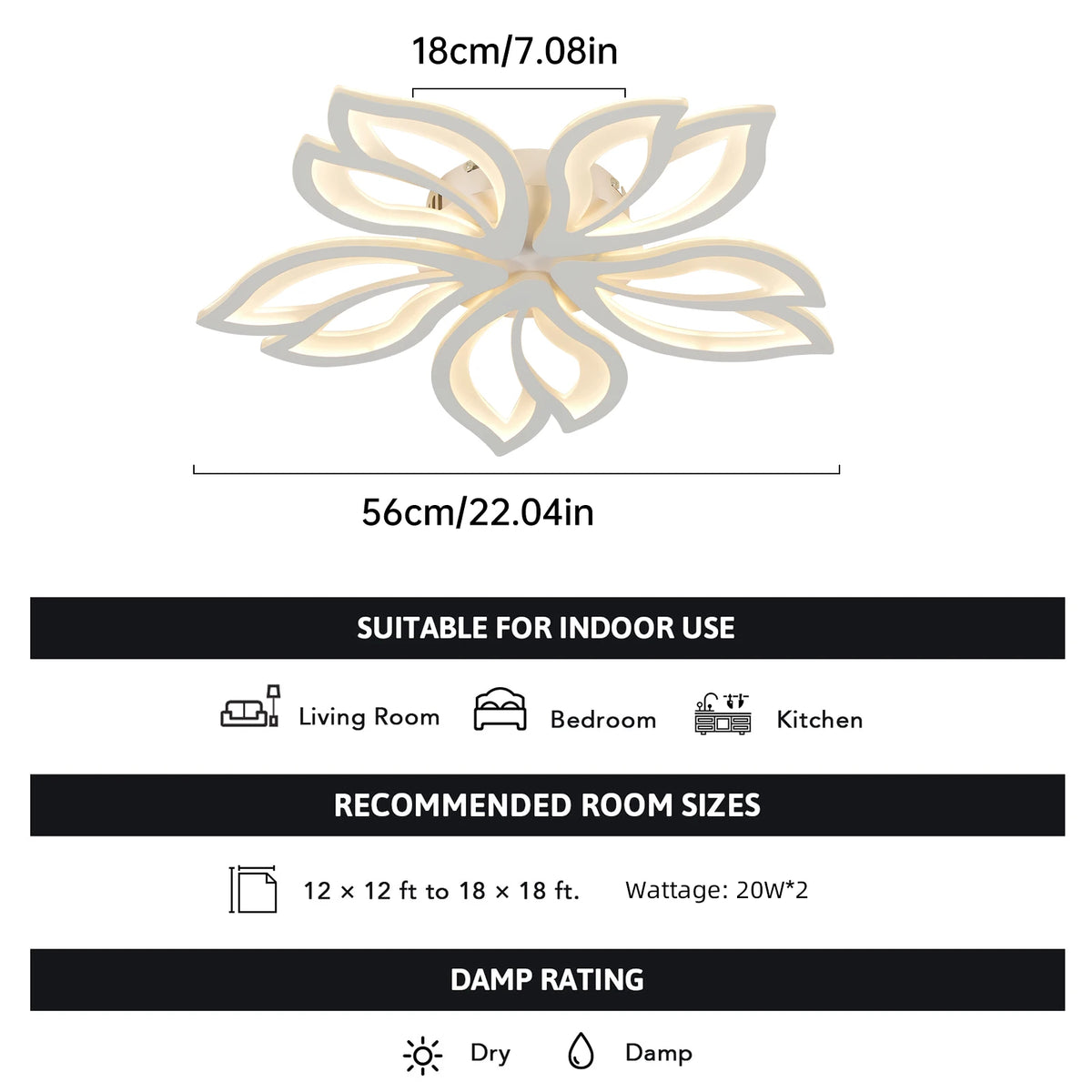 LED Ceiling Light Fixture, Modern Leaves Ceiling Lamp Flush Mount Ceiling for Living Room Study Room Dining Room Bedroom