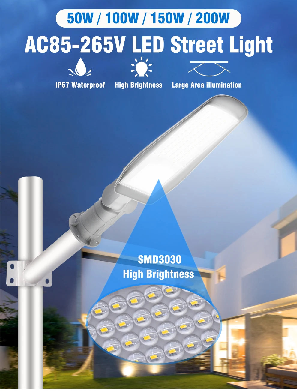 Waterproof Adjustable Lamp Arm LED Street Light for Outdoor