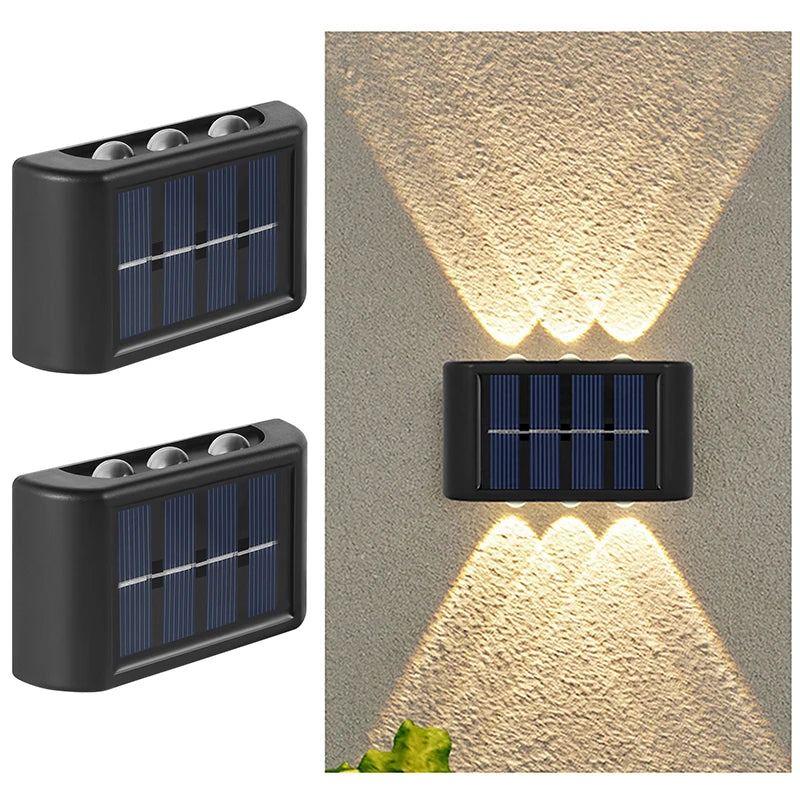 6LED Solar Lights, Outdoor Atmosphere Wall Lamp,Up And Down Light Control for Garden Yard Street Balcony-Terrace Camping Decor