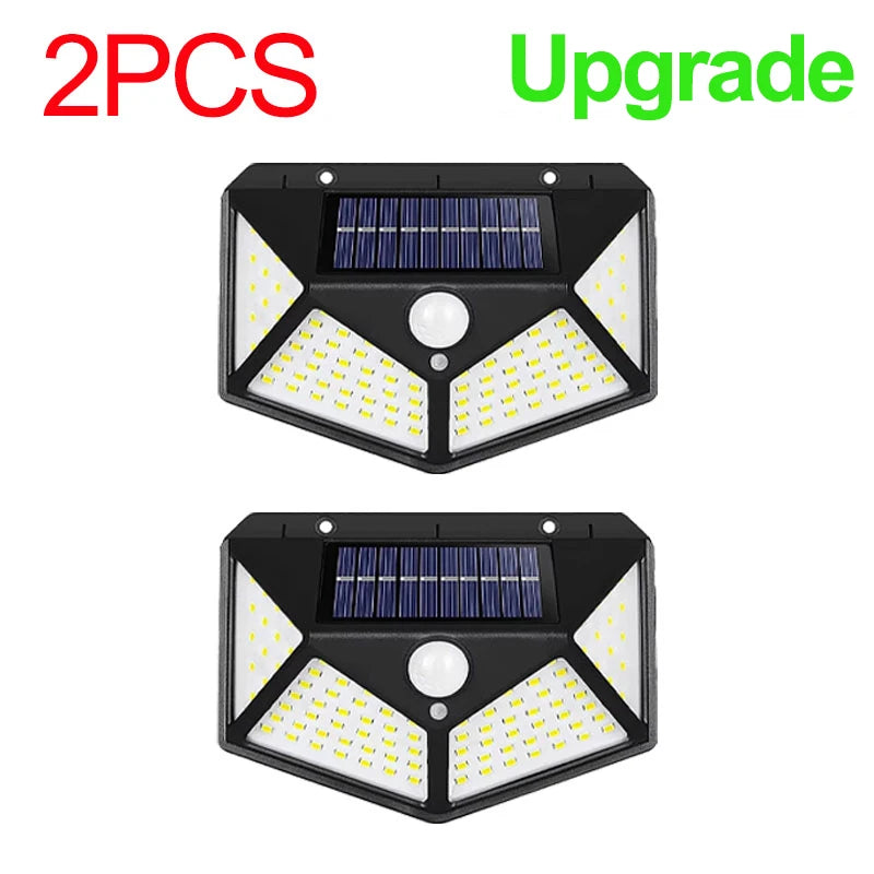 1/2/4Pcs 100 LED, Solar Wall Lights Outdoor Solar Lamp Motion Sensor Solar Powered Sunlight Street Light for Garden Night Light
