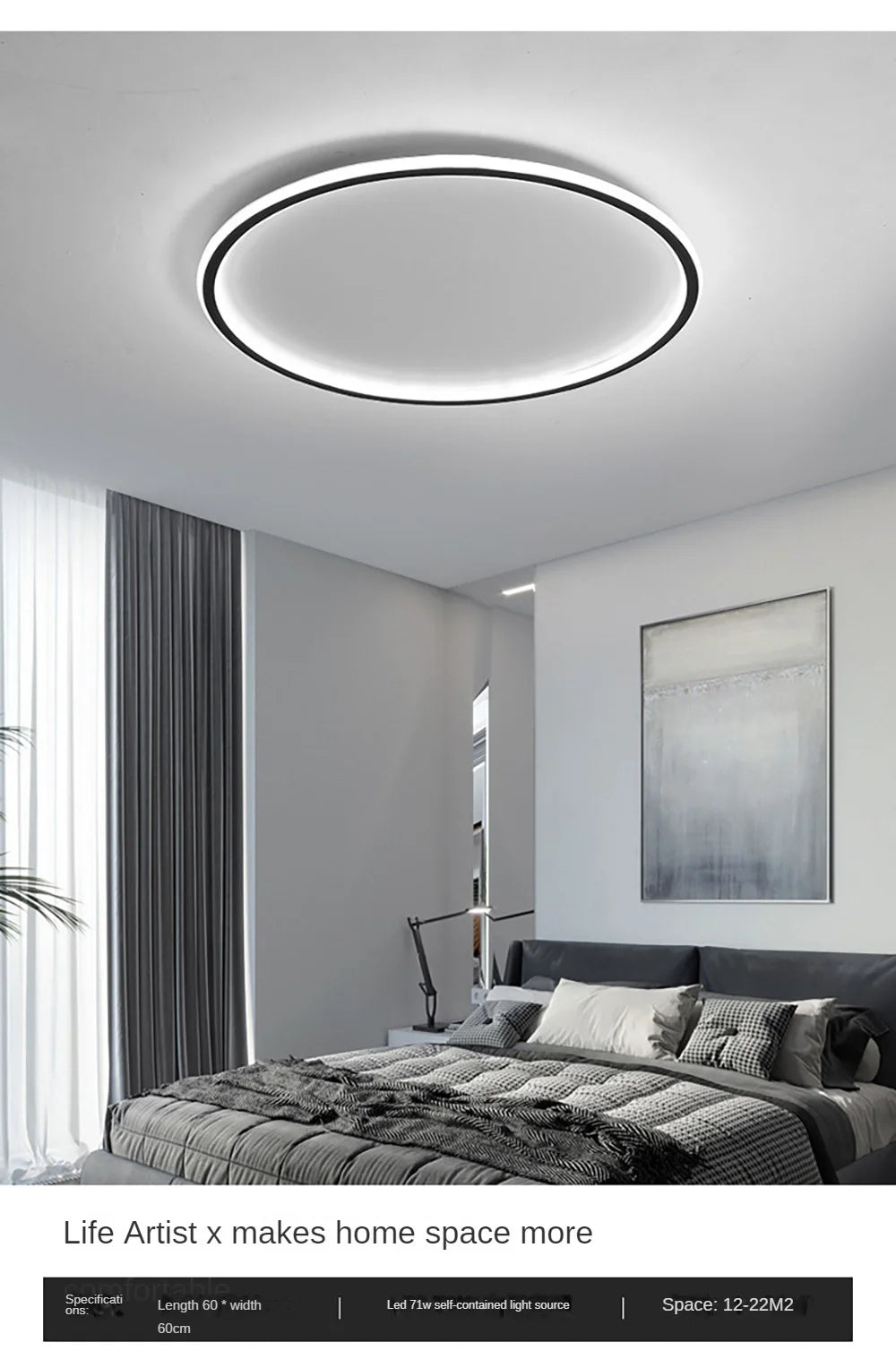 LED Modern Ceiling Light, Living Room, Bedroom, Hallway, Balcony, Circular Light, Pendant Lamp, Indoor Ceiling Lighting Fixture