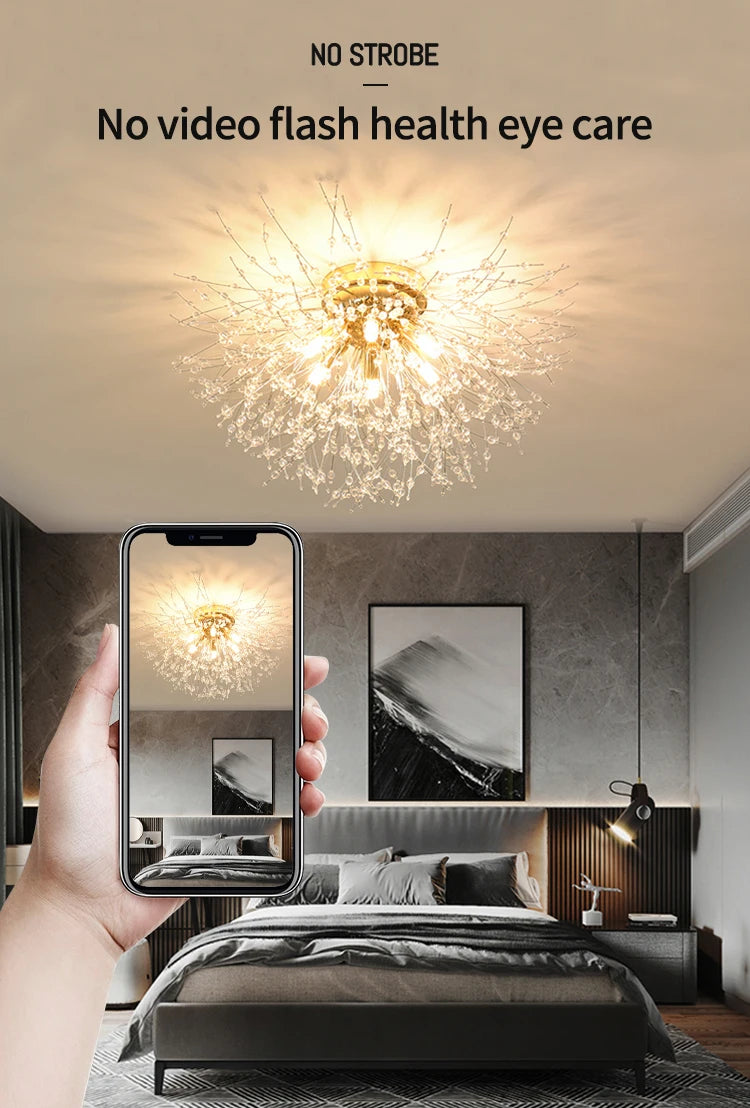 LED Ceiling Lights Dandelion Crystal Pendant Lamps Modern Indoor Ceiling Chandeliers Home Hotel Decorative Lighting Luminaire