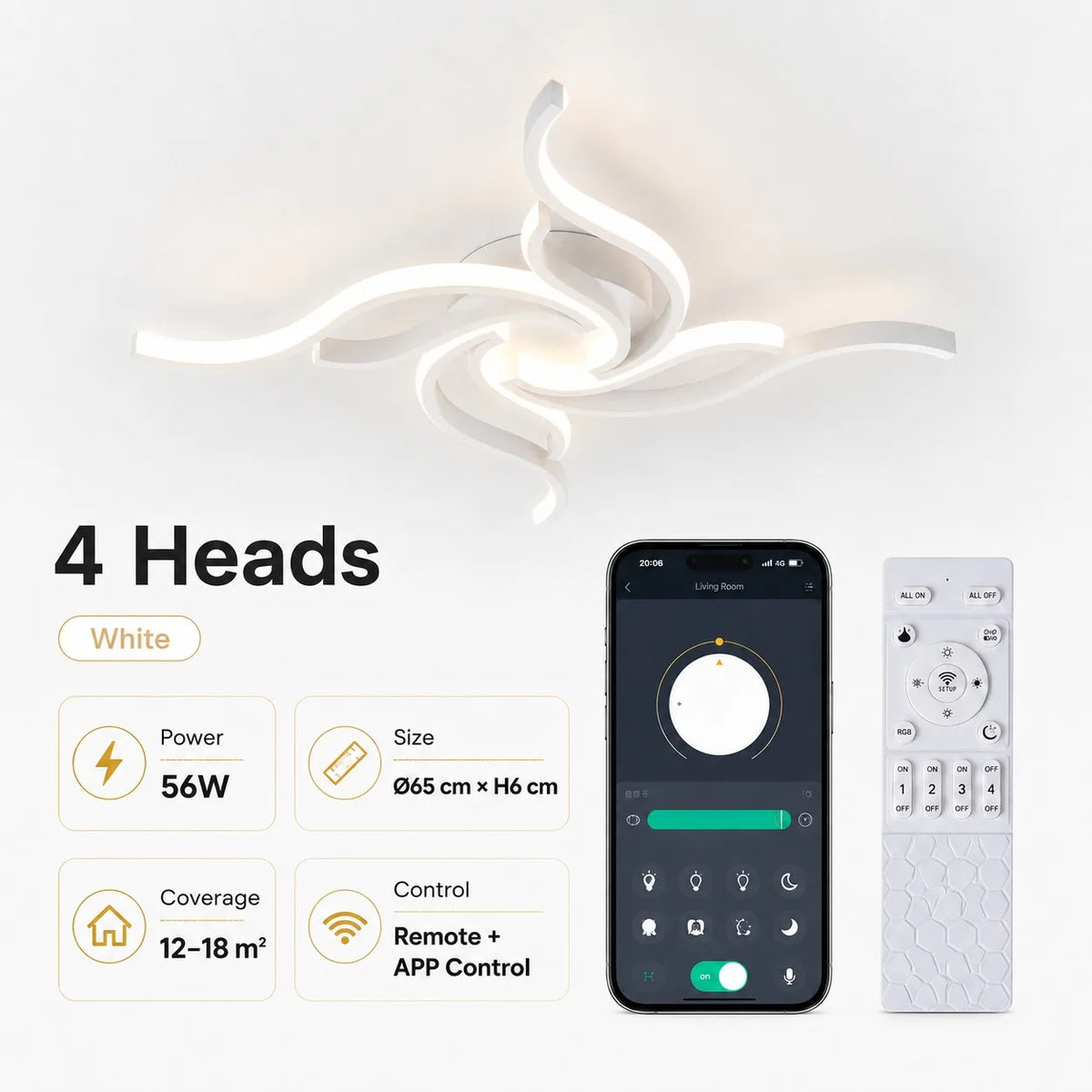 LED Ceiling Light Modern Nordic Lamp 110V 220V APP Remote Control 3 Colors Dimmable