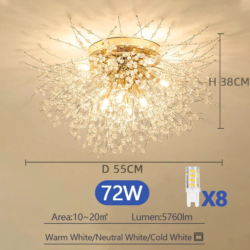 LED Ceiling Lights Dandelion Crystal Pendant Lamps Modern Indoor Ceiling Chandeliers Home Hotel Decorative Lighting Luminaire