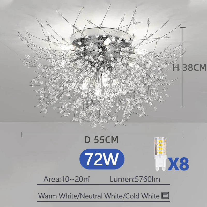LED Ceiling Lights Dandelion Crystal Pendant Lamps Modern Indoor Ceiling Chandeliers Home Hotel Decorative Lighting Luminaire