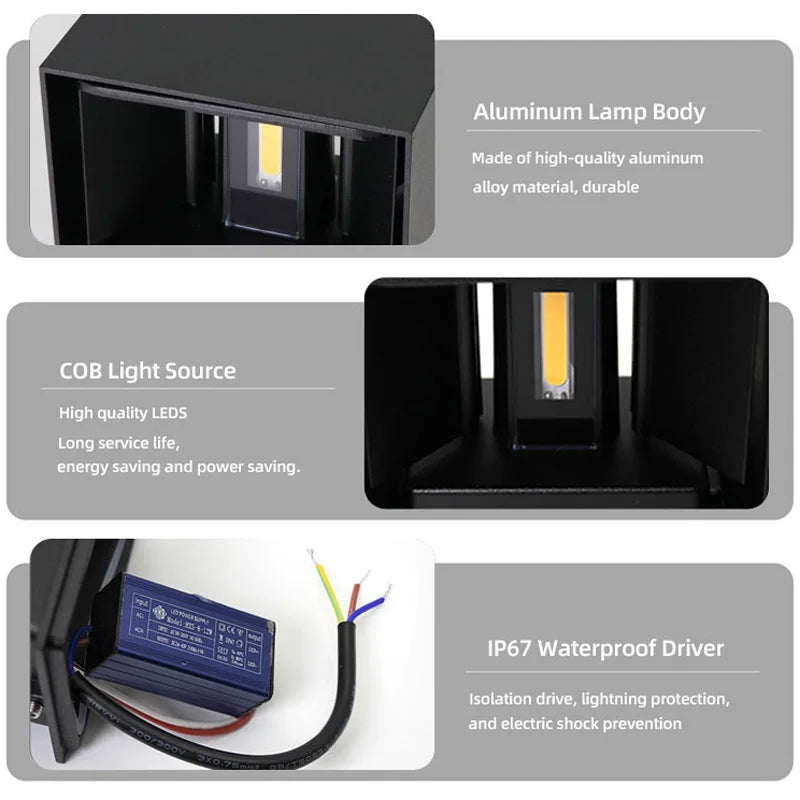 Aluminum Led Outdoor Wall Light Waterproof Porch Garden Lights Indoor Wall Lamp Decor Bedroom Living Room Corridor Stairs Lamps