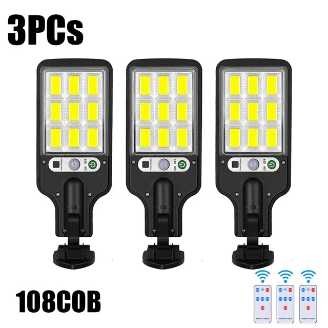 Solar Street Lights Outdoor,Solar Lamp With 3 Light Modes Waterproof Motion Sensor Security Lighting for Garden Patio Path Yard