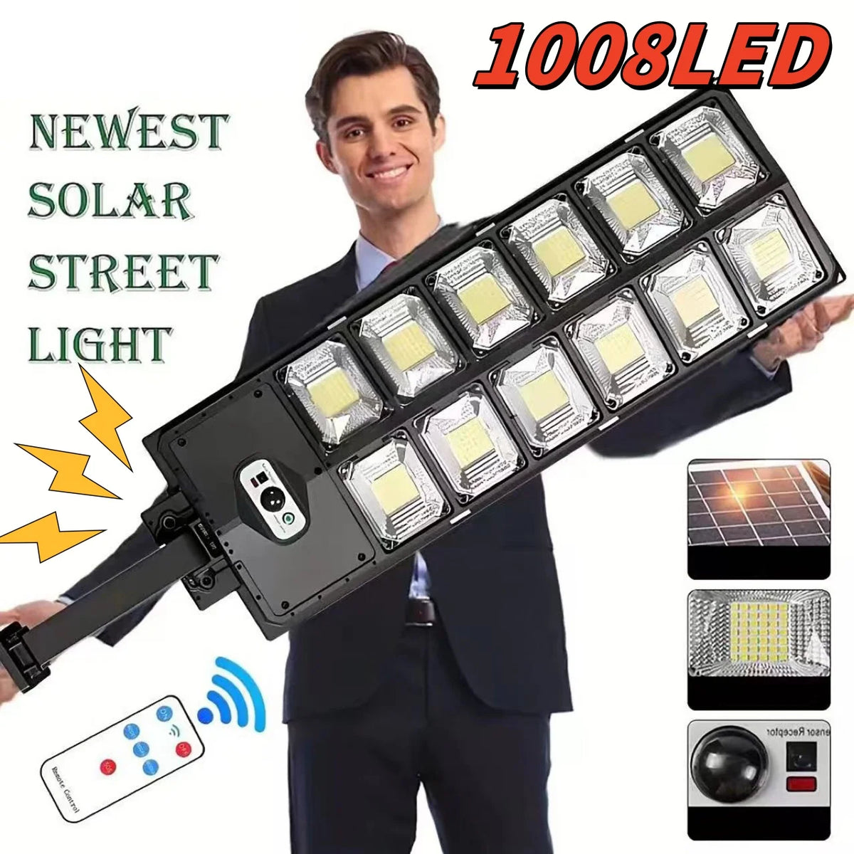 Super Bright 1008-LED Solar Lights Outdoor Street Lamp 3 modes IPX65 Waterproof Garden Lighting With Smart Motion Sensor