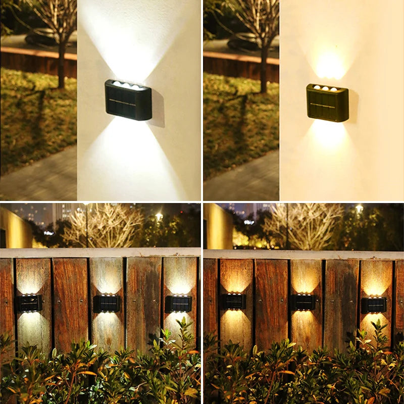 6LED Solar Lights, Outdoor Atmosphere Wall Lamp,Up And Down Light Control for Garden Yard Street Balcony-Terrace Camping Decor
