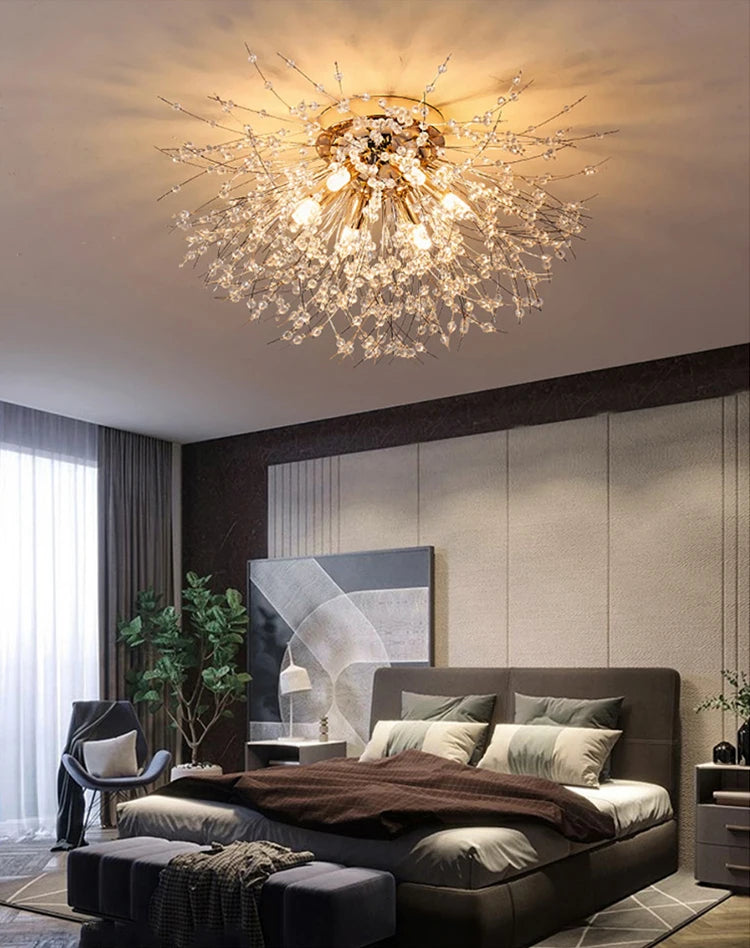 LED Ceiling Lights Dandelion Crystal Pendant Lamps Modern Indoor Ceiling Chandeliers Home Hotel Decorative Lighting Luminaire