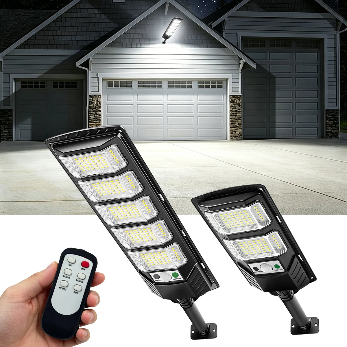 96/240LED Solar Lights Outdoor,IP65 Waterproof Street Lights Outdoor,3 Mode Motion Sensor Auto  Dusk to Dawn Solar Security