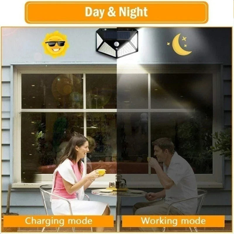 1/2/4Pcs 100 LED, Solar Wall Lights Outdoor Solar Lamp Motion Sensor Solar Powered Sunlight Street Light for Garden Night Light