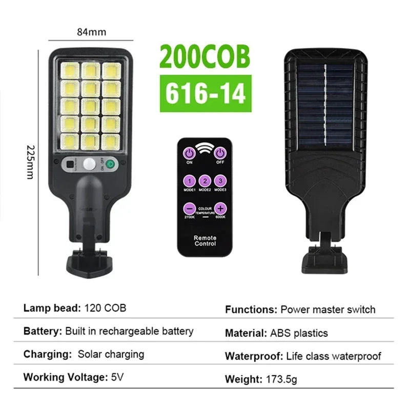 1/2/3/4PCS Solar Lights Outdoor- 3 Modes 200COB Waterproof Street Lamp Motion Sensor Security Lighting for Garden Patio Path Yard