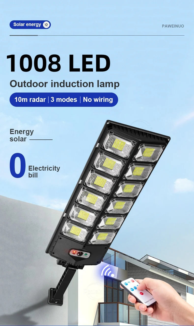 Super Bright 1008-LED Solar Lights Outdoor Street Lamp 3 modes IPX65 Waterproof Garden Lighting With Smart Motion Sensor