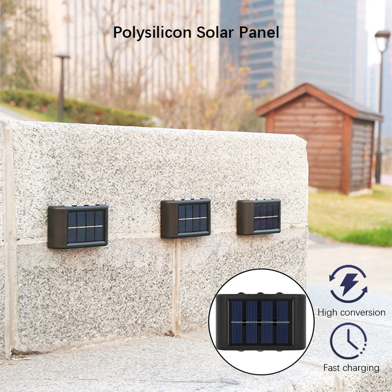 6LED Solar Lights, Outdoor Atmosphere Wall Lamp,Up And Down Light Control for Garden Yard Street Balcony-Terrace Camping Decor