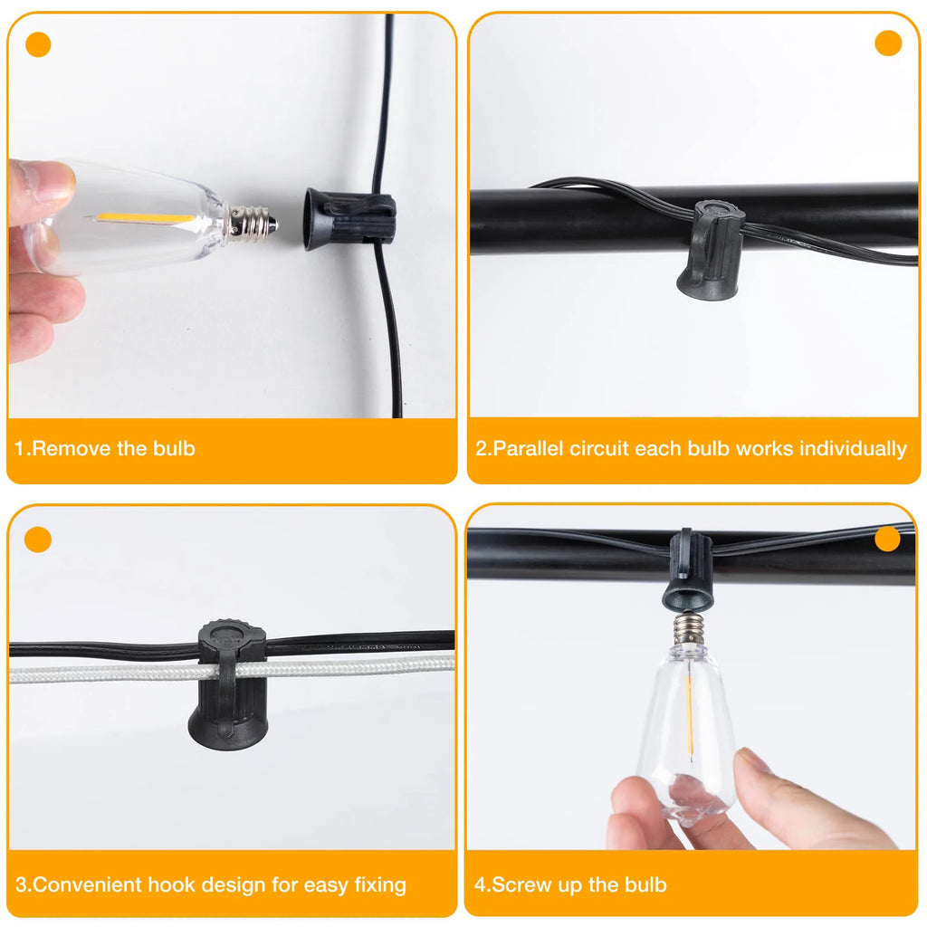 Connectable Shatterproof Waterproof Plastic LED Bulb Dimmable Patio Garden Decor Fairy Lighst