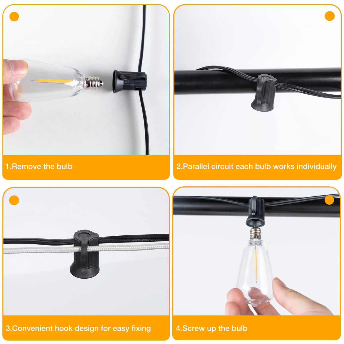 Connectable Shatterproof Waterproof Plastic LED Bulb Dimmable Patio Garden Decor Fairy Lighst