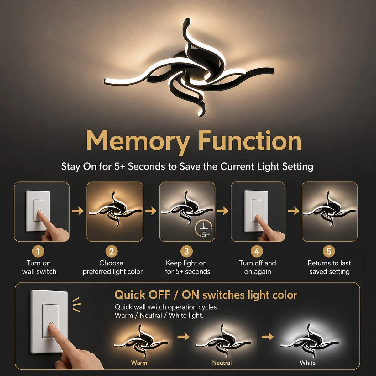LED Ceiling Light Modern Nordic Lamp 110V 220V APP Remote Control 3 Colors Dimmable