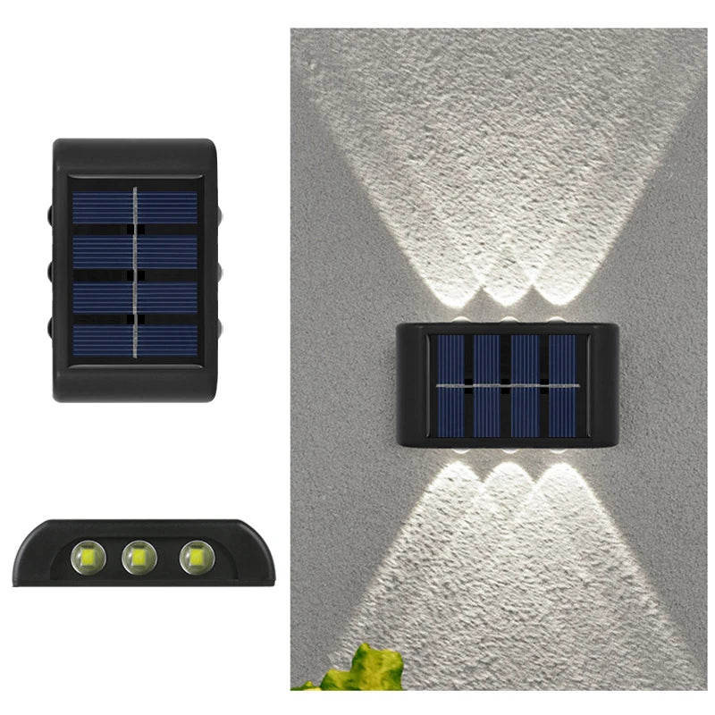 6LED Solar Lights, Outdoor Atmosphere Wall Lamp,Up And Down Light Control for Garden Yard Street Balcony-Terrace Camping Decor