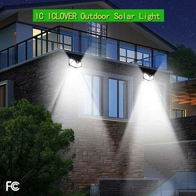 1/2/4Pcs 100 LED, Solar Wall Lights Outdoor Solar Lamp Motion Sensor Solar Powered Sunlight Street Light for Garden Night Light